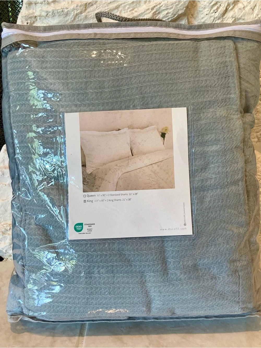 NWT and packaging- Docofil brand, made in Portugal three piece King duvet set
